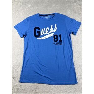 Guess ECO Big Boy's Graphic Logo Short Sleeve T-Shirt Blue Size 16 NWT